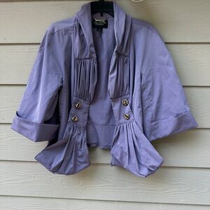 St John Couture Lavender Ruffled Jacket with Embellished Buttons